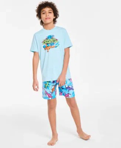 UNDER ARMOUR BIG BOYS UA SHORT SLEEVE SUPER SOAKER GRAPHIC SURF SHIRT UA CLASSIC SOAKER VOLLEY SWIM SHORTS