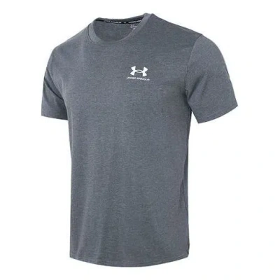 UNDER ARMOUR Under Armour Logo Embroidered Heavyweight Short Sleeve T-shirt 'Pitch Grey Medium Heather'