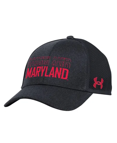 UNDER ARMOUR MEN'S BLACK MARYLAND TERRAPINS 2024 SIDELINE BLITZING TRUCKER ADJUSTABLE HAT