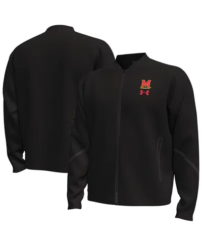 UNDER ARMOUR MEN'S BLACK MARYLAND TERRAPINS UNSTOPPABLE FULL-ZIP BOMBER JACKET