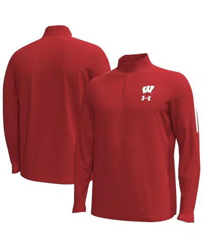 UNDER ARMOUR MEN'S RED WISCONSIN BADGERS PLAYOFF PERFORMANCE QUARTER-ZIP JACKET