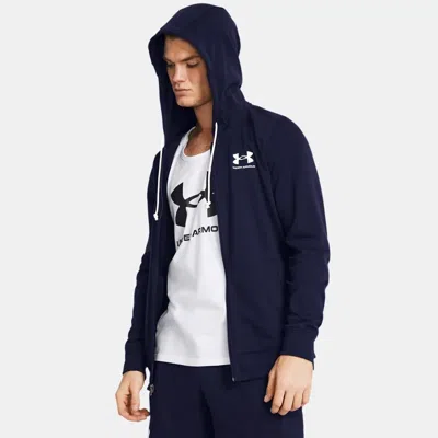 UNDER ARMOUR RIVAL TERRY MEN'S FULL-ZIP MIDNIGHT NAVY