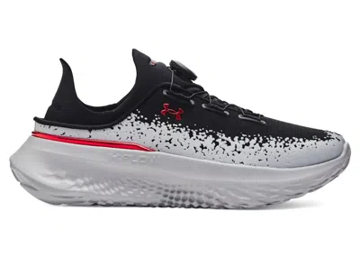 UNDER ARMOUR MEN'S UNDER ARMOUR SLIPSPEED MEGA GREY SNEAKERS IN BLACK/MOD GREY/RED