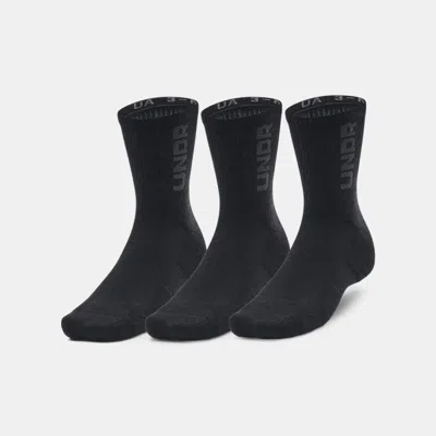 UNDER ARMOUR 3-MAKER UNISEX 3-PACK MID-CREW SOCKS BLACK