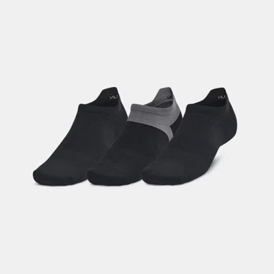 UNDER ARMOUR ARMOURDRY® RUN LITE UNISEX 3-PACK NO SHOW TAB SOCKS BLACK