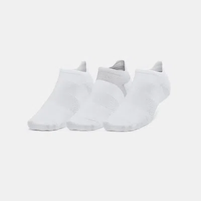 UNDER ARMOUR ARMOURDRY® RUN LITE UNISEX 3-PACK NO SHOW TAB SOCKS WHITE