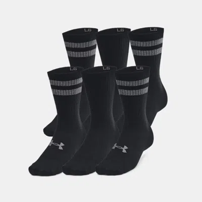 UNDER ARMOUR ESSENTIAL UNISEX 6-PACK CREW SOCKS BLACK