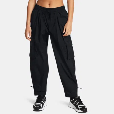 UNDER ARMOUR WOMEN'S  UNDER ARMOUR  CRINKLE WOVEN PANTS BLACK