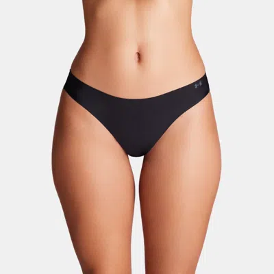 UNDER ARMOUR PURE STRETCH WOMEN'S 3-PACK NO SHOW THONG BLACK