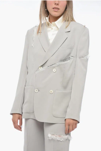 UNDERCOVER Double-breasted Cut-out Blazer with Lace Details