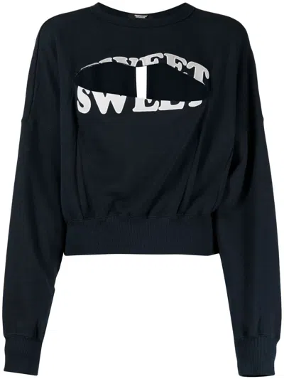UNDERCOVER SLOGAN-PRINT CUT-OUT DETAILING SWEATSHIRT