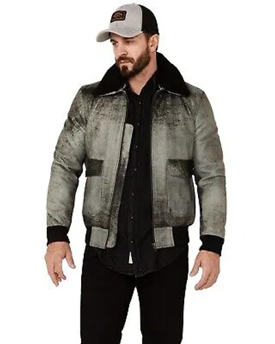 UNDERSTATED LEATHER UNDERSTATED LEATHER MEN'S SPIRIT DISTRESSED COWHIDE ZIP-FRONT BOMBER JACKET -