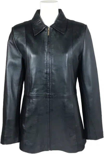 UNICORN LONDON UNICORN DAMEN KLASSISCHE MITTLERE LÄNGE MANTEL - ECHTLEDER JACKE - SCHWARZ HI