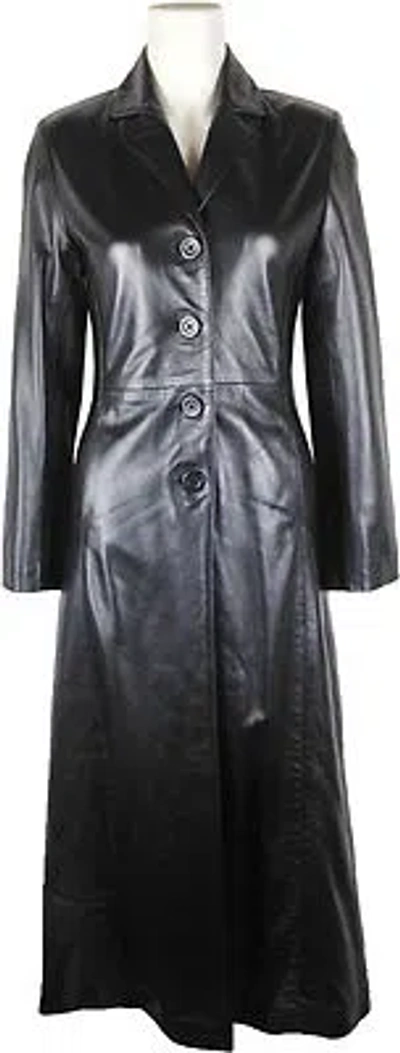 UNICORN LONDON UNICORN FRAUEN VOLLER LÄNGE TRENCHCOAT ECHTLEDER JACKE SCHWARZ BA