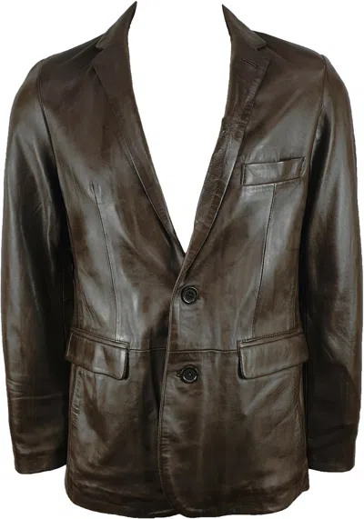 UNICORN LONDON UNICORN HERREN BLAZER JACKE - ECHTES LEDER - BRAUN JV