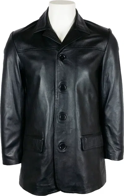 UNICORN LONDON UNICORN HERREN KLASSISCHE KLUG JACKE - ECHTLEDER JACKE - SCHWARZ 6V