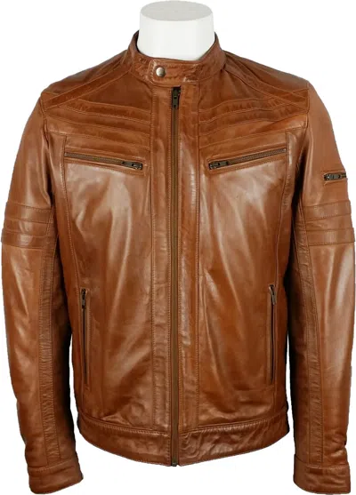 UNICORN LONDON UNICORN HERREN MODE JACKE - ECHTLEDER JACKE - GEWACHSTE BRAUN 2P