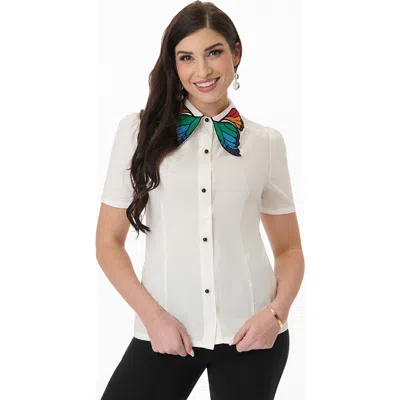 UNIQUE VINTAGE UNIQUE VINTAGE BLOUSE WITH EMBROIDERED COLLAR