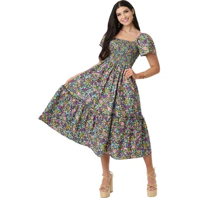 UNIQUE VINTAGE UNIQUE VINTAGE SMOCKED BODICE MIDI DRESS