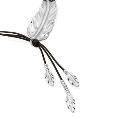 UNODE50 FEATHER CHARM LEATHER NECKLACE