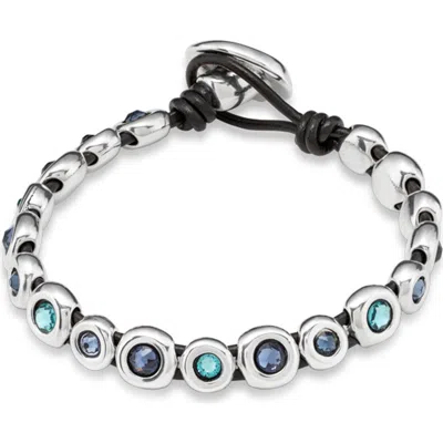 UNODE50 UNODE50 LEATHER BRACELET WITH STERLING SILVER-PLATED BEADS