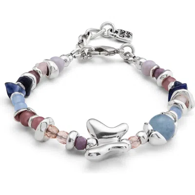 UNODE50 UNODE50 STERLING SILVER-PLATED BEADED BRACELET WITH MULTICOLOR HANDMADE CRYSTALS