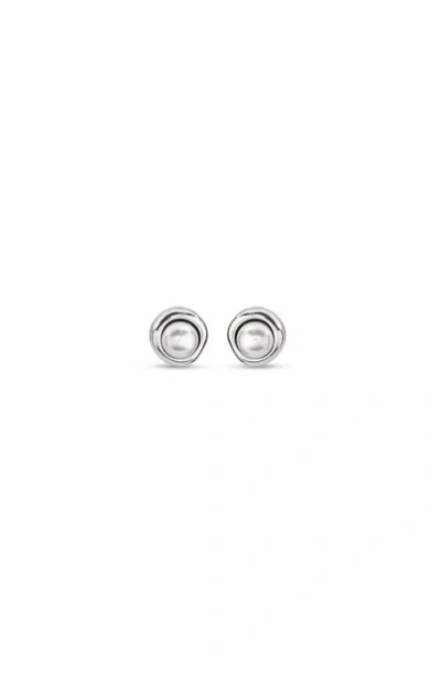UNODE50 UNODE50 STERLING SILVER-PLATED EARRINGS WITH PEARL