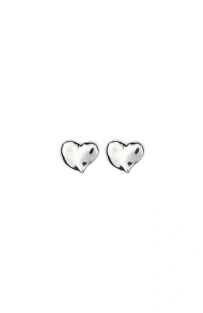 UNODE50 UNODE50 STERLING SILVER-PLATED MEDIUM SIZED HEART SHAPED EARRINGS