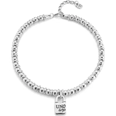 UNODE50 UNODE50 STERLING SILVER-PLATED NECKLACE WITH PADLOCK CHARM