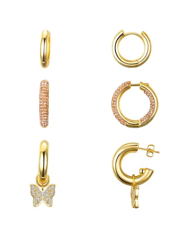 UNWRITTEN CUBIC ZIRCONIA BUTTERFLY CHARM HOOP SET