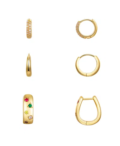 UNWRITTEN MULTI COLOR AND CLEAR CUBIC ZIRCONIA HOOP EARRING SET