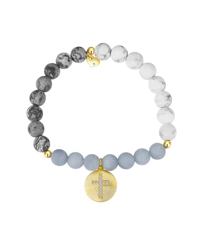 UNWRITTEN MULTI COLOR MATTE STONE CROSS STRETCH BRACELET