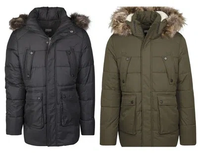 URBAN CLASSICS FAUX FUR HERREN JACKE HOODED WINTERJACKE STEPPJACKE ÜBERGRÖSSEN