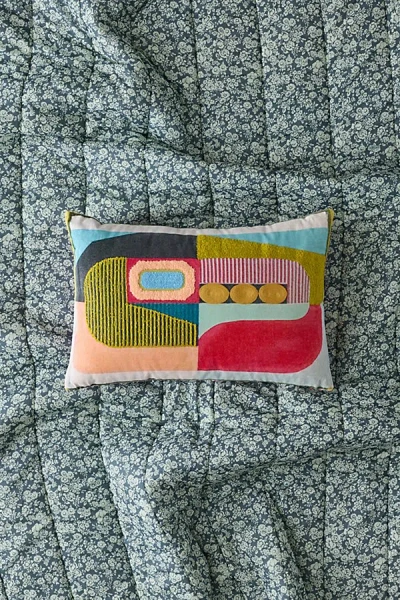 URBAN OUTFITTERS ABSTRACT VELVET BOLSTER PILLOW AT URBAN OUTFITTERS