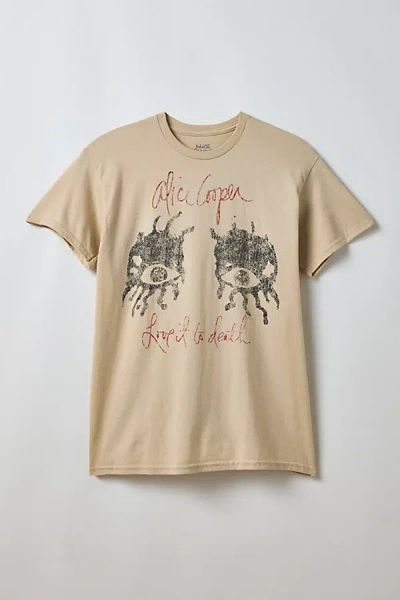 URBAN OUTFITTERS ALICE COOPER LOVE IT TO DEATH GRAPHIC TEE IN BEIGE, MEN'S AT URBAN OUTFITTERS