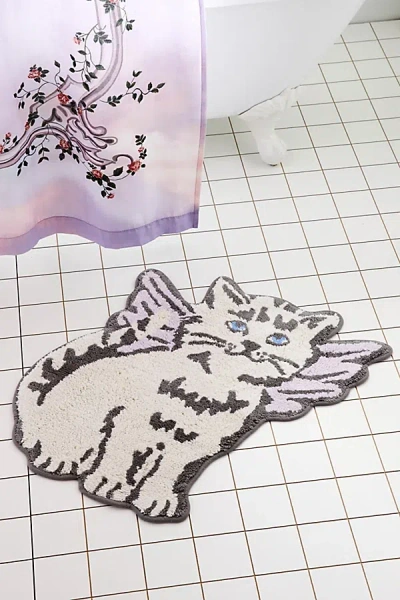 URBAN OUTFITTERS ANGEL KITTY BATH MAT IN WHITE AT URBAN OUTFITTERS