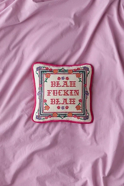 URBAN OUTFITTERS BLAH BLAH CROSS STITCH THROW PILLOW IN BLAH BLAH AT URBAN OUTFITTERS