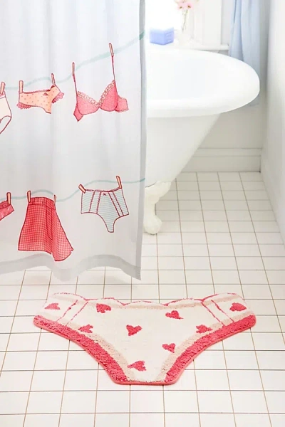 URBAN OUTFITTERS HEART UNDIES PLUSH TUFTED BATH MAT IN RED AT URBAN OUTFITTERS