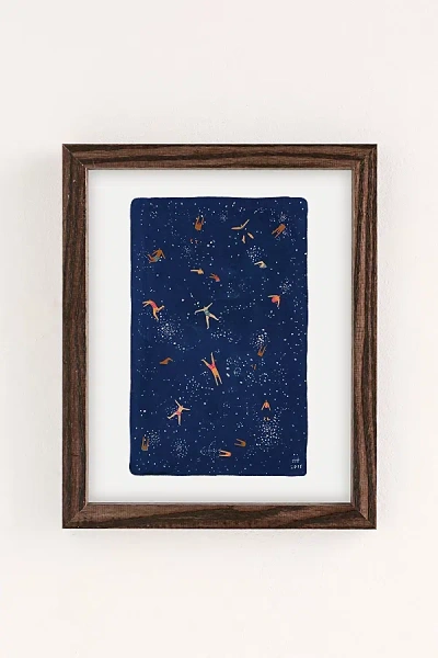 URBAN OUTFITTERS HELO BIRDIE SKY SWIM ART PRINT IN WALNUT WOOD FRAME AT URBAN OUTFITTERS