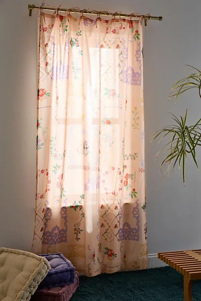 URBAN OUTFITTERS IRENE HANKY PATTERNED WINDOW PANEL IN PINK AT URBAN OUTFITTERS