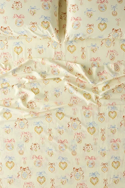 URBAN OUTFITTERS LOCKET PATTERNED CORE SHEET SET IN BUTTER AT URBAN OUTFITTERS