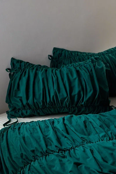 URBAN OUTFITTERS MELODY CINCHED CORE SHAM SET IN DARK SEAS AT URBAN OUTFITTERS