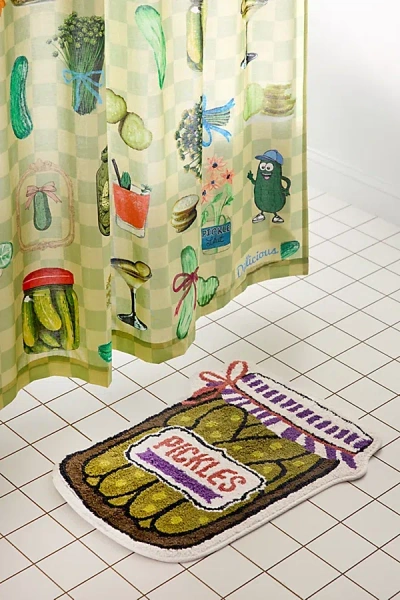 URBAN OUTFITTERS PICKLE JAR SHAPED PLUSH TUFTED BATH MAT IN GREEN AT URBAN OUTFITTERS