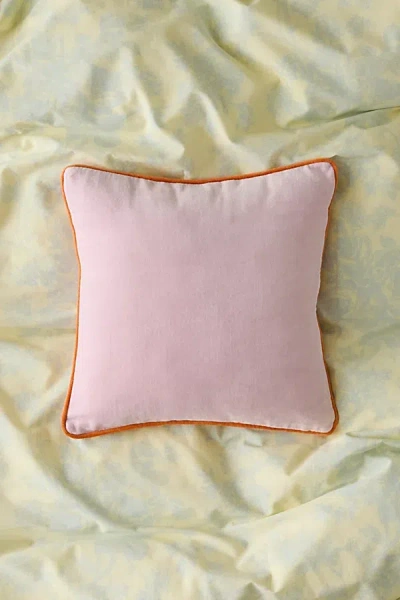 URBAN OUTFITTERS PIPED VELVET THROW PILLOW IN PINK AT URBAN OUTFITTERS