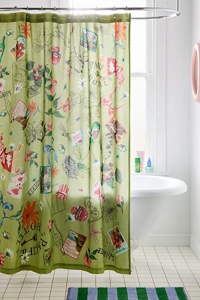 URBAN OUTFITTERS POSTCARD PATTERNED SHOWER CURTAIN AT URBAN OUTFITTERS