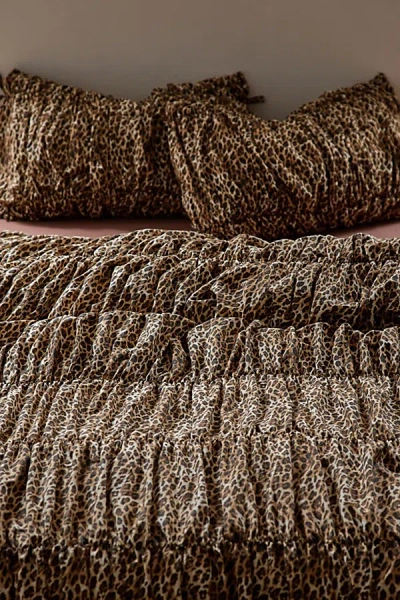 URBAN OUTFITTERS PRINTED CINCHED CORE DUVET COVER IN LEOPARD AT URBAN OUTFITTERS