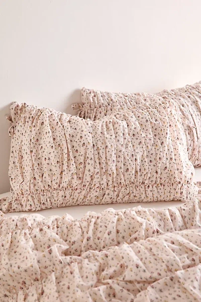 URBAN OUTFITTERS PRINTED CINCHED CORE SHAM SET IN PINK DITSY FLORAL AT URBAN OUTFITTERS