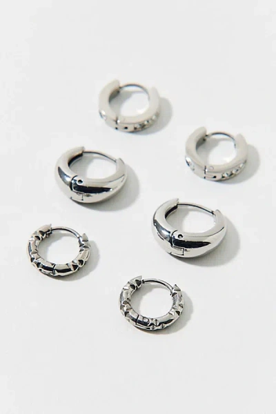 URBAN OUTFITTERS WATERPROOF MINI HOOP EARRING SET IN SILVER, WOMEN'S AT URBAN OUTFITTERS