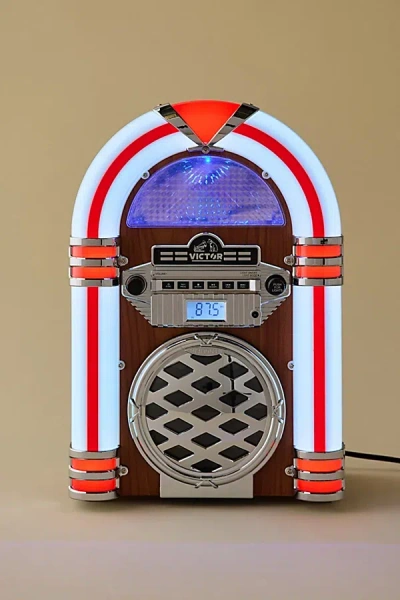 URBAN OUTFITTERS VICTOR BROADWAY BLUETOOTH JUKEBOX SPEAKER & CD PLAYER IN MAHOGANY AT URBAN OUTFITTERS