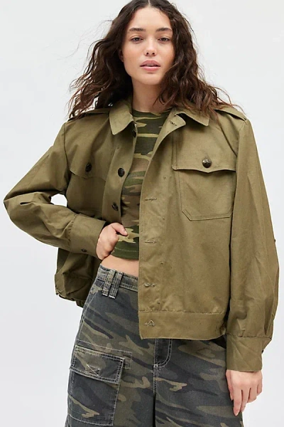 URBAN RENEWAL VINTAGE STAR BUTTON SURPLUS JACKET IN GREEN, WOMEN'S AT URBAN OUTFITTERS